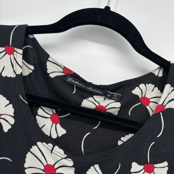 Gudrun Sjoden Dress Medium Floral Long Sleeve Modal Pockets Black Lagenlook EUC - Picture 3 of 7